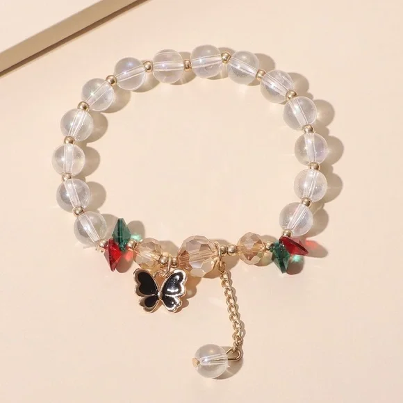 Butterfly Charm Beaded Bracelet - Picture 1 of 4